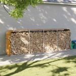 vidaXL Suport de bușteni, aspect de lemn, 300x45x100 cm, oțel galvanizat