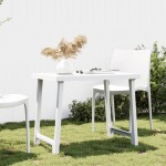 vidaXL Masă pentru camping, alb, 79x56x64 cm, PP aspect lemn vidaXL Masă pentru camping, alb, 79x56x64 cm, PP aspect lemn