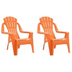 vidaXL Scaune grădină copii 2 buc portocaliu 37x34x44cm PP aspect lemn