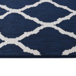 vidaXL Covor de exterior, bleumarin/alb, 80x250 cm, design reversibil vidaXL Covor de exterior, bleumarin/alb, 80x250 cm, design reversibil