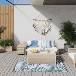 vidaXL Covor de exterior, acvamarin/alb, 80x150 cm, design reversibil vidaXL Covor de exterior, acvamarin/alb, 80x150 cm, design reversibil