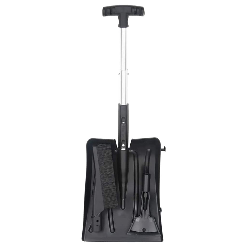 vidaXL Kit de lopată pentru zăpadă 3 în 1, negru, aluminiu
