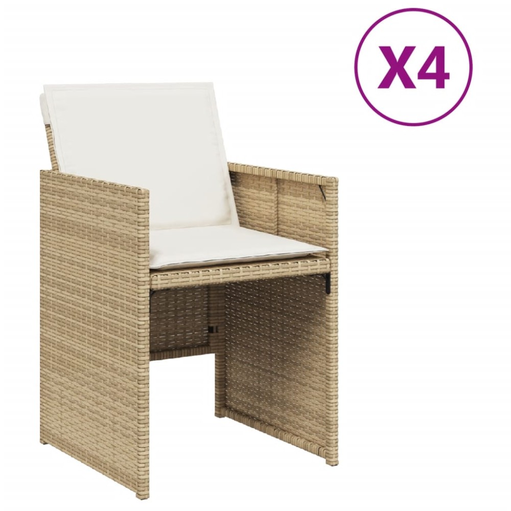 vidaXL Scaune de grădină cu perne, 4 buc., bej, poliratan
