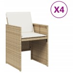 vidaXL Scaune de grădină cu perne, 4 buc., bej, poliratan