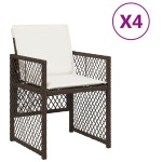 vidaXL Scaune de grădină cu perne, 4 buc., maro, poliratan