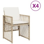 vidaXL Scaune de grădină cu perne, 4 buc., bej, poliratan