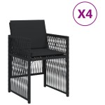 vidaXL Scaune de grădină cu perne, 4 buc., negru, poliratan