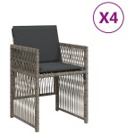 vidaXL Scaune de grădină cu perne, 4 buc., gri, poliratan