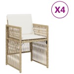 vidaXL Scaune de grădină cu perne, 4 buc., bej, poliratan