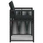 vidaXL Scaune de grădină cu perne, 4 buc., negru, poliratan