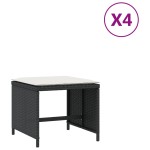 vidaXL Scaune de grădină cu perne, 4 buc. negru 41x41x36 cm poliratan vidaXL Scaune de grădină cu perne, 4 buc. negru 41x41x36 cm poliratan