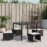 vidaXL Scaune de grădină cu perne, 4 buc. negru 41x41x36 cm poliratan vidaXL Scaune de grădină cu perne, 4 buc. negru 41x41x36 cm poliratan