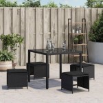 vidaXL Scaune de grădină cu perne, 4 buc. negru 41x41x36 cm poliratan vidaXL Scaune de grădină cu perne, 4 buc. negru 41x41x36 cm poliratan