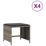 vidaXL Scaune de grădină cu perne, 4 buc. gri 41x41x36 cm poliratan vidaXL Scaune de grădină cu perne, 4 buc. gri 41x41x36 cm poliratan