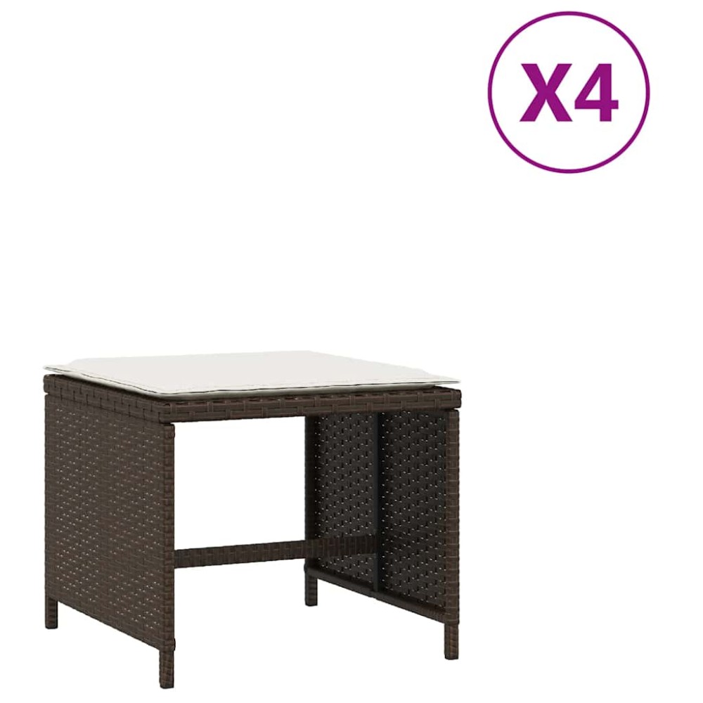 vidaXL Scaune de grădină cu perne, 4 buc., maro 41x41x36 cm poliratan