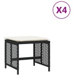 vidaXL Scaune de grădină cu perne, 4 buc. negru 41x41x36 cm poliratan vidaXL Scaune de grădină cu perne, 4 buc. negru 41x41x36 cm poliratan