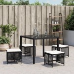 vidaXL Scaune de grădină cu perne, 4 buc. negru 41x41x36 cm poliratan vidaXL Scaune de grădină cu perne, 4 buc. negru 41x41x36 cm poliratan