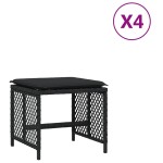vidaXL Scaune de grădină cu perne, 4 buc. negru 41x41x36 cm poliratan vidaXL Scaune de grădină cu perne, 4 buc. negru 41x41x36 cm poliratan