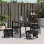 vidaXL Scaune de grădină cu perne, 4 buc. negru 41x41x36 cm poliratan vidaXL Scaune de grădină cu perne, 4 buc. negru 41x41x36 cm poliratan