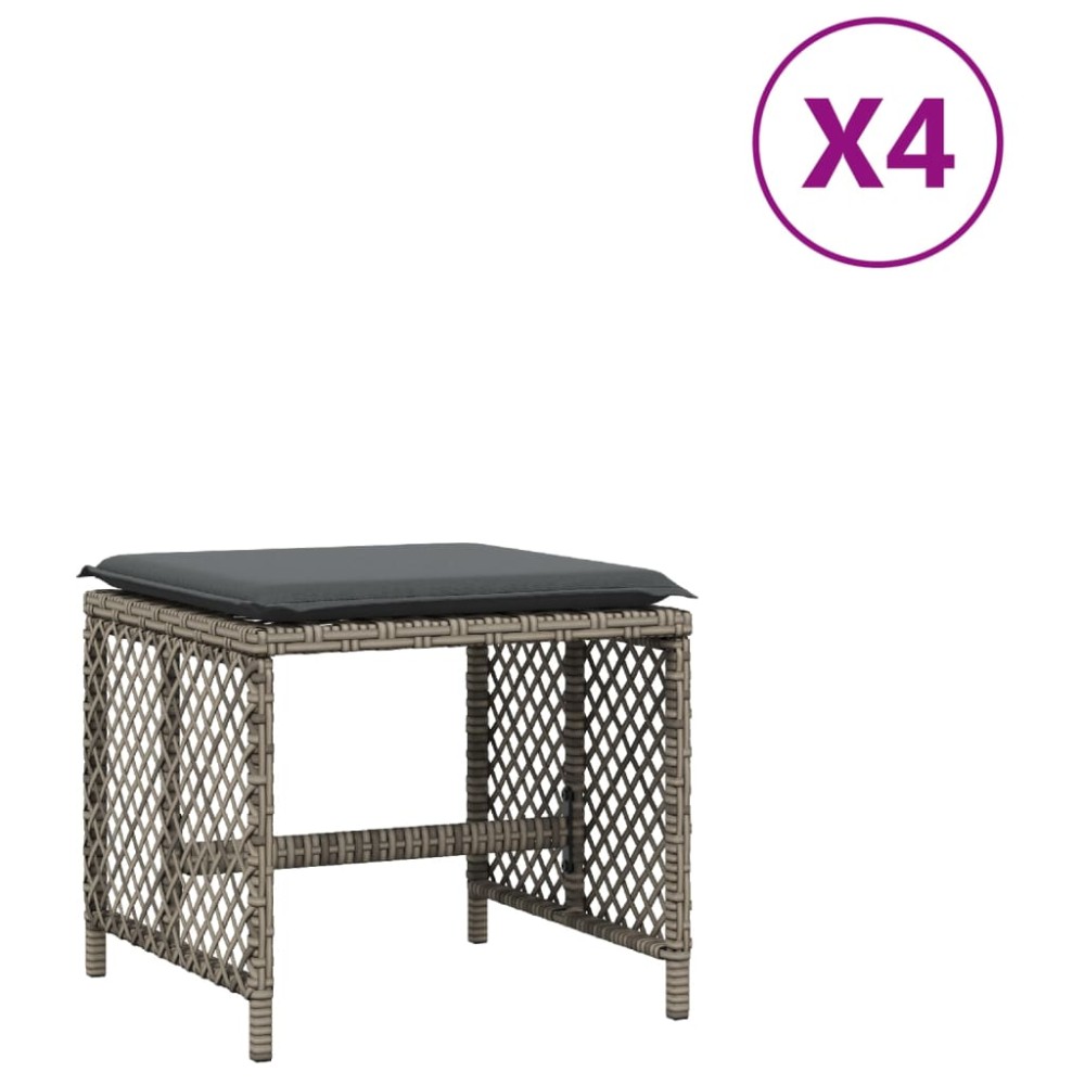 vidaXL Scaune de grădină cu perne, 4 buc. gri 41x41x36 cm poliratan