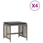 vidaXL Scaune de grădină cu perne, 4 buc. gri 41x41x36 cm poliratan vidaXL Scaune de grădină cu perne, 4 buc. gri 41x41x36 cm poliratan