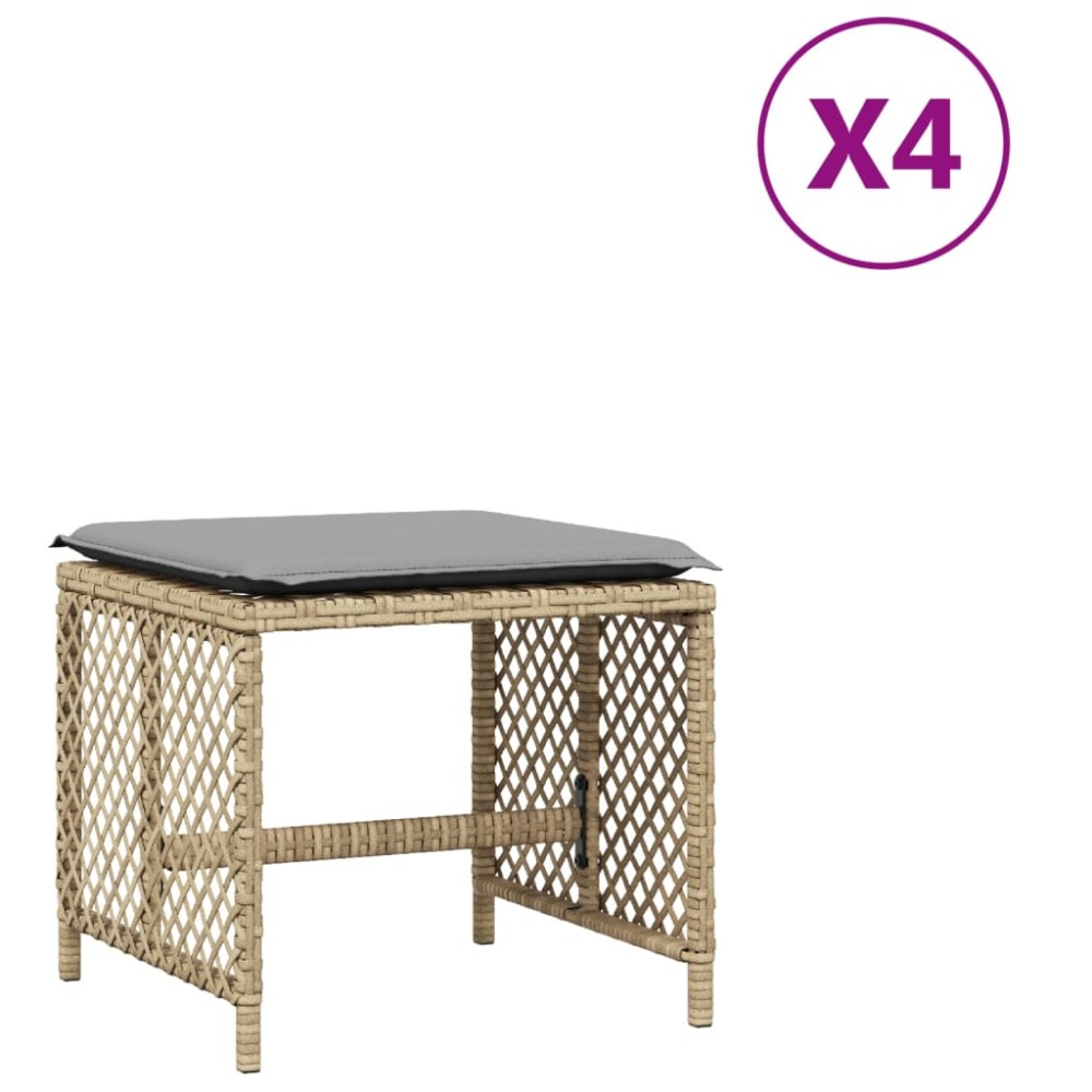 vidaXL Scaune de grădină cu perne 4 buc. mix bej 41x41x36 cm poliratan