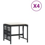 vidaXL Scaune de grădină cu perne, 4 buc. negru 41x41x36 cm poliratan vidaXL Scaune de grădină cu perne, 4 buc. negru 41x41x36 cm poliratan