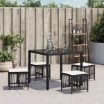 vidaXL Scaune de grădină cu perne, 4 buc. negru 41x41x36 cm poliratan vidaXL Scaune de grădină cu perne, 4 buc. negru 41x41x36 cm poliratan