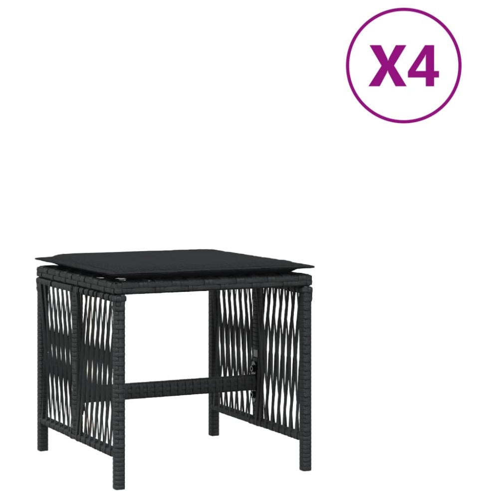 vidaXL Scaune de grădină cu perne, 4 buc. negru 41x41x36 cm poliratan