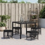 vidaXL Scaune de grădină cu perne, 4 buc. negru 41x41x36 cm poliratan vidaXL Scaune de grădină cu perne, 4 buc. negru 41x41x36 cm poliratan