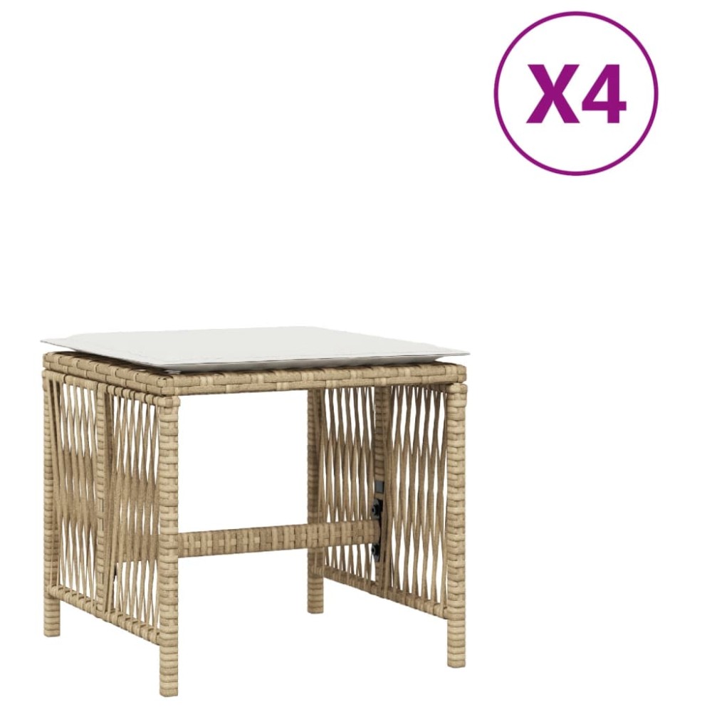 vidaXL Scaune de grădină cu perne, 4 buc., bej, 41x41x36 cm, poliratan