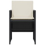 vidaXL Set bistro cu perne, 3 piese, negru, poliratan