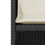 vidaXL Set bistro cu perne, 3 piese, negru, poliratan