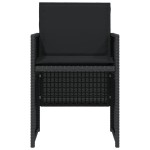 vidaXL Set bistro cu perne, 3 piese, negru, poliratan