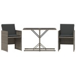 vidaXL Set bistro de grădină cu perne, 3 piese, gri, poliratan vidaXL Set bistro de grădină cu perne, 3 piese, gri, poliratan