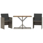 vidaXL Set bistro de grădină cu perne, 3 piese, gri, poliratan vidaXL Set bistro de grădină cu perne, 3 piese, gri, poliratan