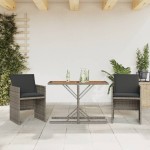 vidaXL Set bistro de grădină cu perne, 3 piese, gri, poliratan vidaXL Set bistro de grădină cu perne, 3 piese, gri, poliratan