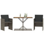 vidaXL Set bistro de grădină cu perne, 3 piese, gri, poliratan vidaXL Set bistro de grădină cu perne, 3 piese, gri, poliratan