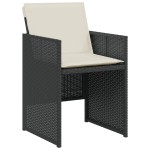 vidaXL Set bistro cu perne, 3 piese, negru, poliratan