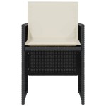 vidaXL Set bistro cu perne, 3 piese, negru, poliratan
