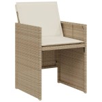 vidaXL Set bistro cu perne, 3 piese, bej, poliratan