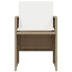 vidaXL Set bistro cu perne, 3 piese, bej, poliratan
