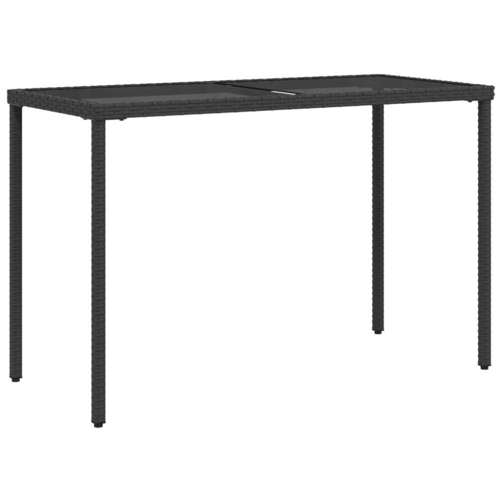 vidaXL Masă grădină cu blat din sticlă, negru, 115x54x74 cm, poliratan
