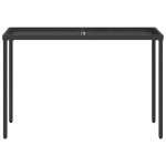 vidaXL Masă grădină cu blat din sticlă, negru, 115x54x74 cm, poliratan