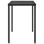 vidaXL Masă grădină cu blat din sticlă, negru, 115x54x74 cm, poliratan