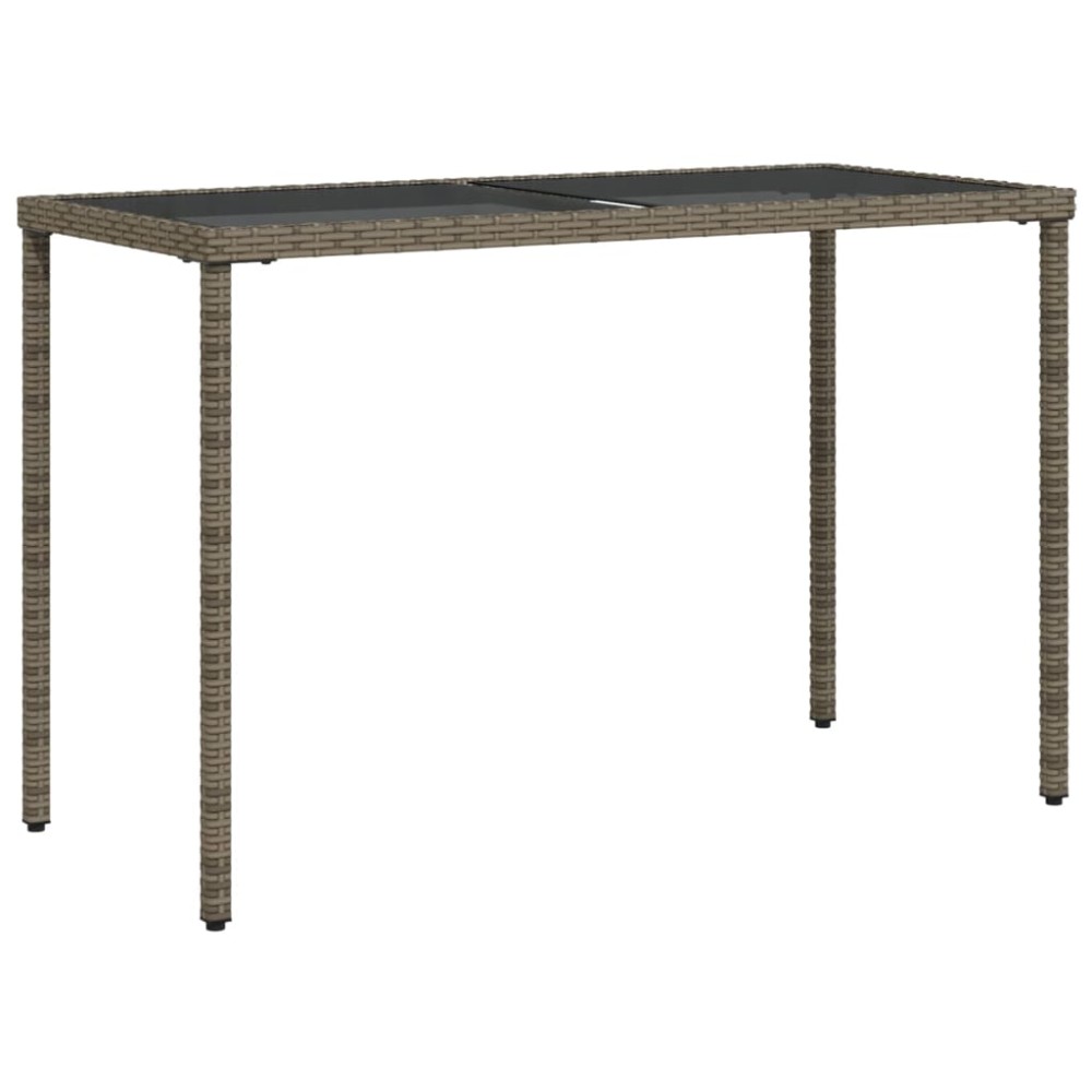 vidaXL Masă de grădină cu blat din sticlă gri, 115x54x74cm, poliratan