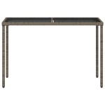 vidaXL Masă de grădină cu blat din sticlă gri, 115x54x74cm, poliratan