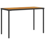 vidaXL Masă grădină blat din lemn acacia, negru 115x54x74 cm poliratan
