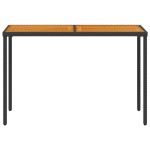 vidaXL Masă grădină blat din lemn acacia, negru 115x54x74 cm poliratan