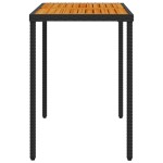 vidaXL Masă grădină blat din lemn acacia, negru 115x54x74 cm poliratan
